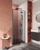 Душевая дверь Cezares LINER-B-12-90-C-NERO-R прозрачное, профиль черный фото в интернет-магазине Русалия