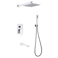 Душевая система ABBER Weiss Insel AF8017W скрытого монтажа с изливом, белый-хром фото в интернет-магазине Русалия