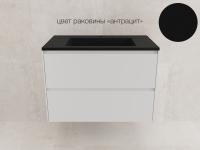 Тумба подвесная "ЛИМА 80" эмаль, под раковину LINE 80, 2 ящ., PLUS, белый матовый + Умывальник LINE 800*480 кварц, антрацит Style Line фото в интернет-магазине Русалия