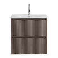 UNO База под раковину подвесная с фрезерованными ручками по всей длине фасада с двумя выкатными ящиками, Бежевый матовый, 700x455x608, UNO-700-2C-SO-CO Belbagno фото в интернет-магазине Русалия