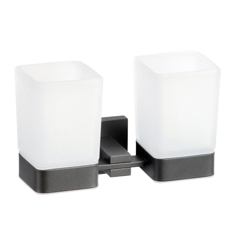 Стакан для ванной комнаты двойной Savol S-06568Q, графит