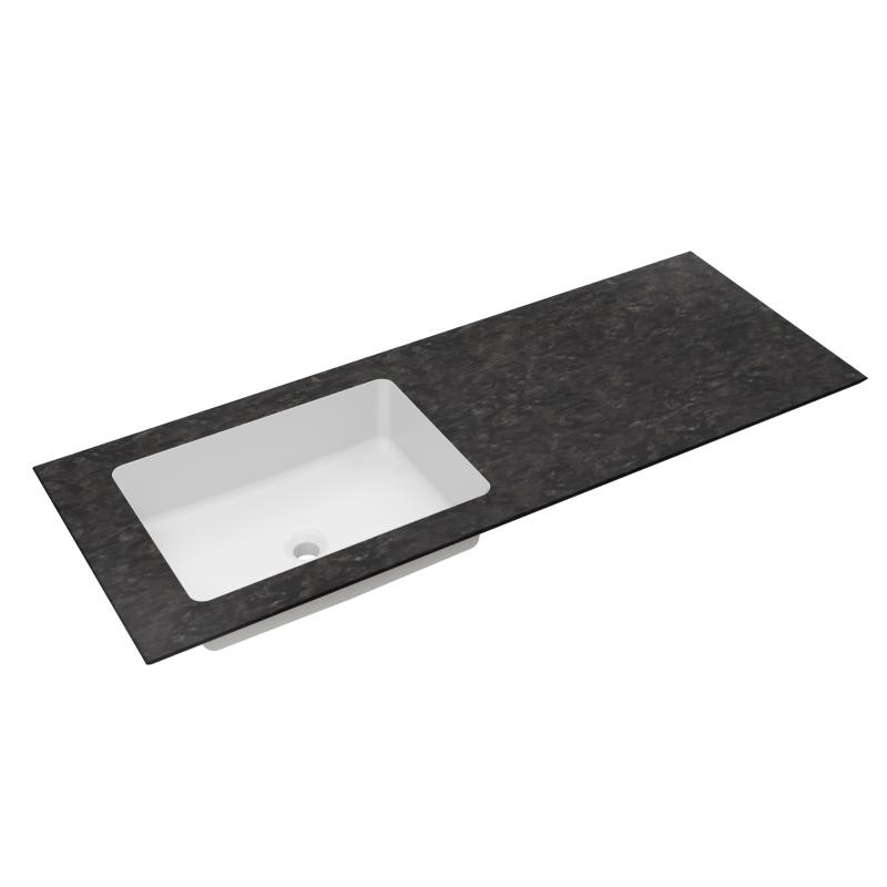 Столешница из натурального мрамора с интегрированной раковиной VWTB-4LX140VB-L, левая,черный Версаче Vincea