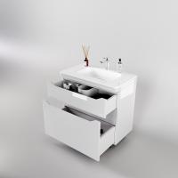 Тумба напольная "Марелла 80" (2 ящ.) Люкс антискрейтч белый глянец, PLUS + Умывальник Марелла Люкс 800х400 Style Line фото в интернет-магазине Русалия