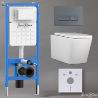 Комплект 3 в 1 инсталляция, унитаз торнадо безободковый белый TOLEDO ALTO (IB.TLA.234.1B1), клавиша смыва серый/графит матовый, пластик  ESTI-R (IB.B021.008.000), IBERICA BLANCA фото в интернет-магазине Русалия