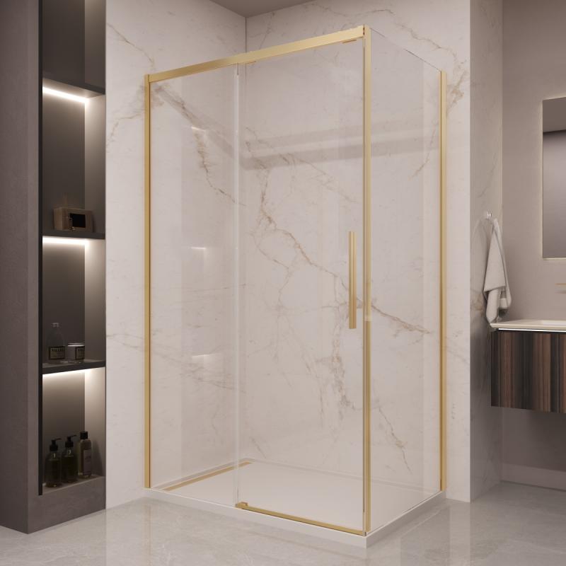 Душевой уголок Stella VSR-1ST9012CLG, 1200*900, брашированное золото, стекло прозрачное Vincea