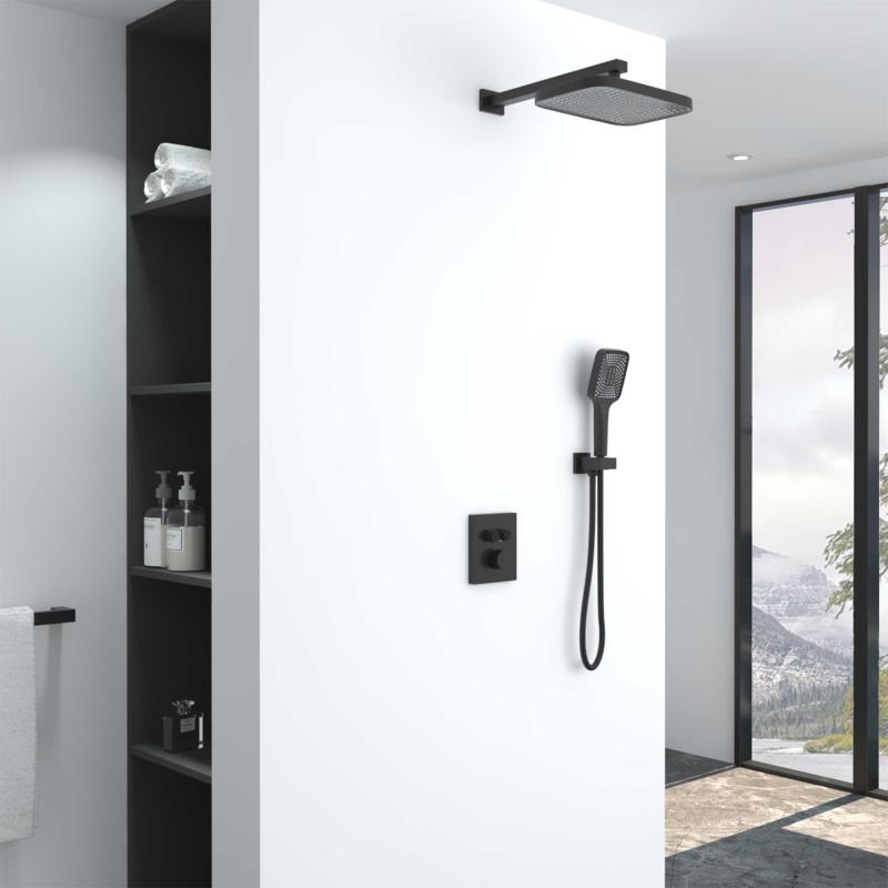 Душевой комплект VSFW-321MT1MB встраиваемый, термостатический, двухрежимный, черный Vincea