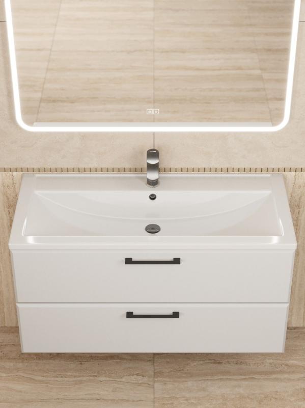 Тумба с раковиной для ванной Uperwood Foster New 100 см, подвесная, белая KFosterNEW100w