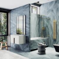 Шторка для ванны складная 4 секции 1400*980 Стекло 6 мм Бесцветное MGV-584-3 MaybahGlass фото в интернет-магазине Русалия