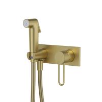 Встраиваемый смеситель с гигиеническим душем IDDIS Duna с защитным клапаном, матовое золото (DUNMGV0i08) фото в интернет-магазине Русалия
