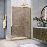 Душевая дверь ZP TUR NOVO h1900 125 09 05, 125 см, стекло тонированное, профиль золото глянцевое Vegas-Glass фото в интернет-магазине Русалия