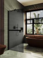 Душевая перегородка в широком профиле 1950*890 Стекло 8 мм Графит матовый +Полотенцедержатель MGD-736-6ш Maybah Glass фото в интернет-магазине Русалия