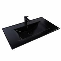 BOND S05-808 Раковина встраиваемая прямоугольная  80*46*17см черная матовая с переливом фото в интернет-магазине Русалия