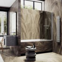 Шторка поворотная на монопетле 1400*700 6 мм Бронза, с полотенцедержателем MGV-783-5 Maybah Glass фото в интернет-магазине Русалия