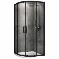 Душевой уголок ABBER Schwarzer Diamant AG01090B 90х90 полукруг, профиль черный, прозрачное стекло фото в интернет-магазине Русалия