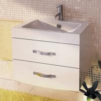 COMFORTY. Тумба-умывальник "Лаура-75-2" подвесная белый глянец с раковиной "Quadro 75" фото в интернет-магазине Русалия