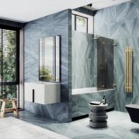 Шторка для ванны складная 3 секции 1400*750 Стекло 6 мм Графит матовый MGV-582-3 MaybahGlass фото в интернет-магазине Русалия