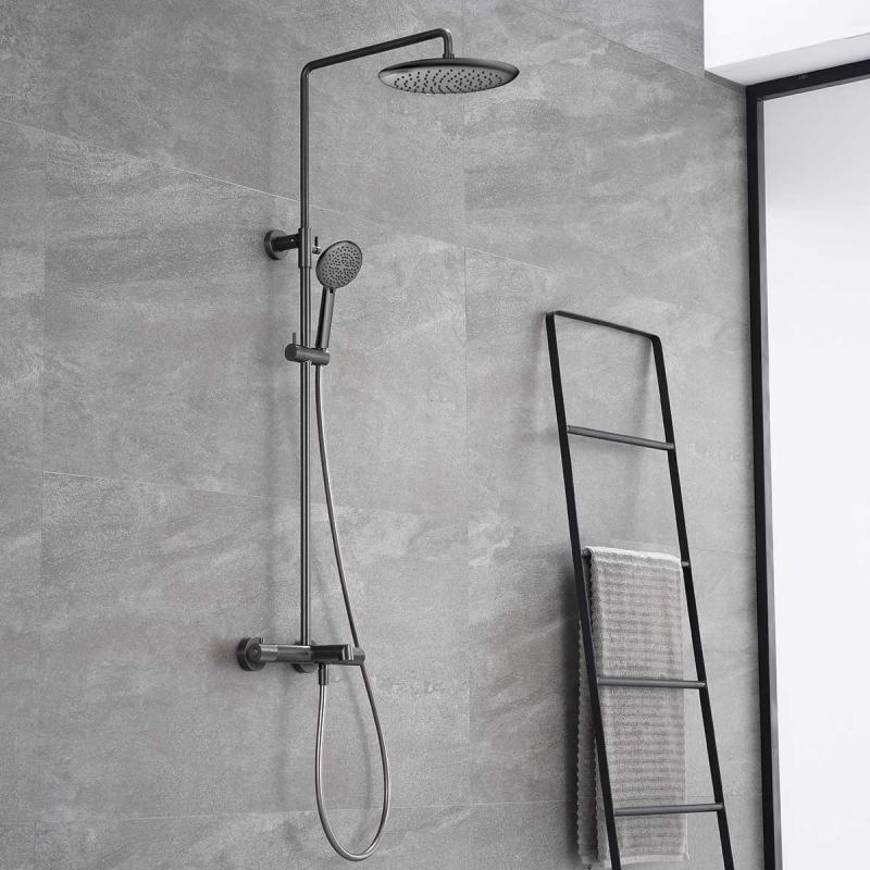 Душевая стойка Desire VSFS-1D1TGM термостатическая, вороненая сталь Vincea