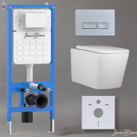 Комплект 3 в 1 инсталляция, унитаз безободковый белый TOLEDO ALTO (IB.TLA.231.1B1), клавиша смыва хром матовый, пластик  ESTI-R (IB.B021.004.000), IBERICA BLANCA фото в интернет-магазине Русалия