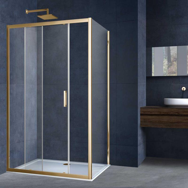 Душевой уголок Alpha VSR-3AL9011CLG, 1100*900, брашированное золото, стекло прозрачное Vincea