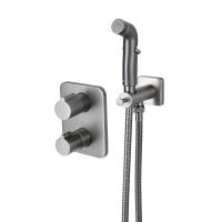 Смеситель Lemark Bronx с гигиеническим душем термостатический встраиваемый (LM3740GM) фото в интернет-магазине Русалия