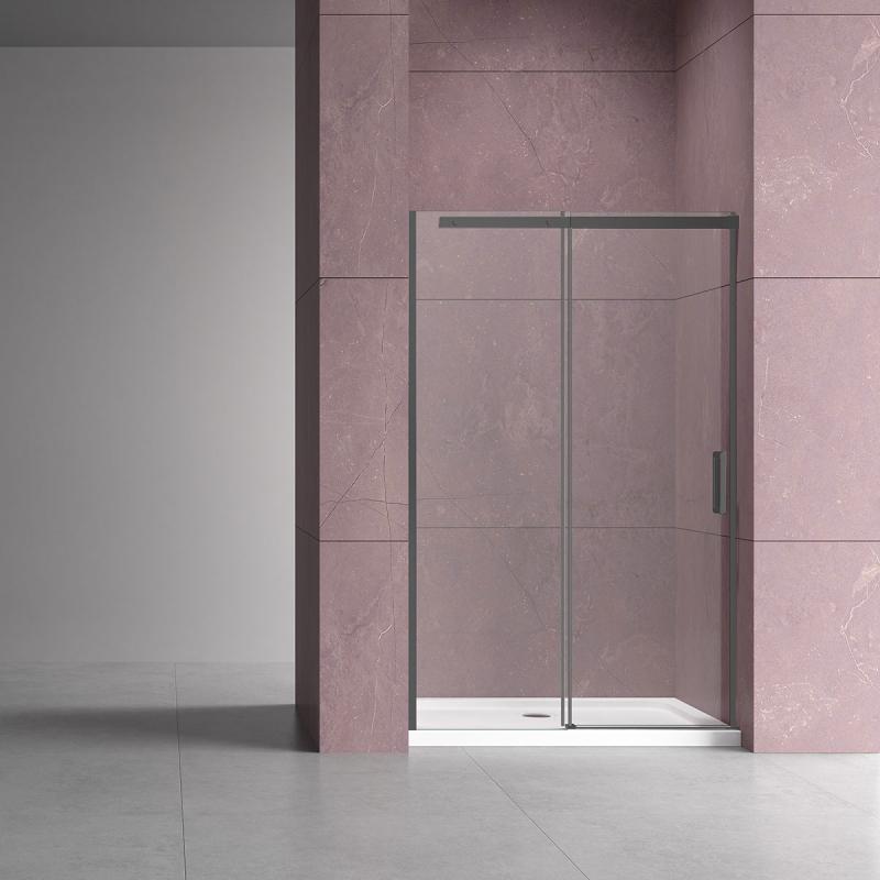 Душевая дверь Dice VDS-4D140CLGM, 1400, вороненая сталь, стекло прозрачное Vincea