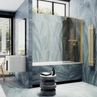 Шторка поворотная на монопетле 1400*600 6 мм Бронза, с полотенцедержателем MGV-777-3 Maybah Glass фото в интернет-магазине Русалия