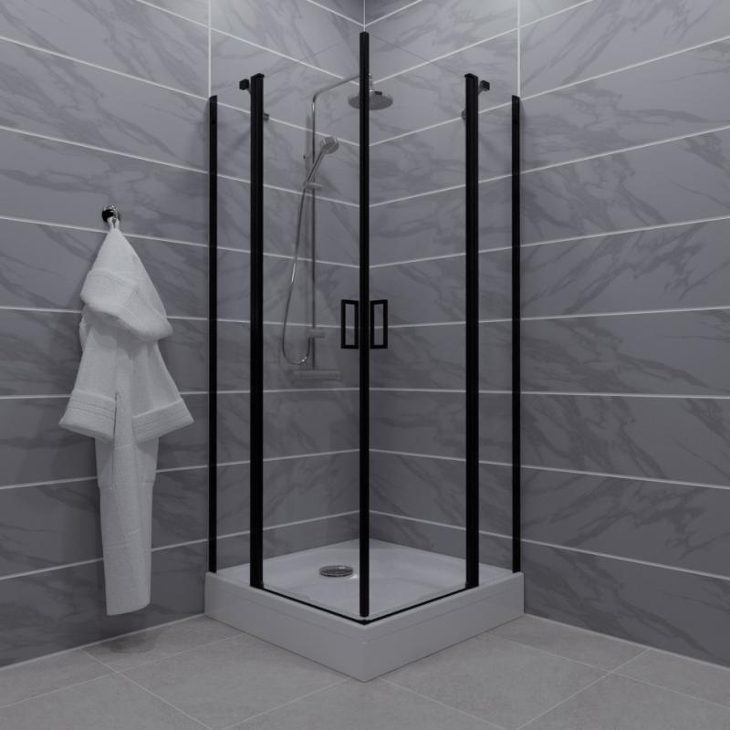 Душевой уголок «Тау-Блэк», 90х90, квад. подд (3 места+сифонD90мм) Тритон Щ0000054038