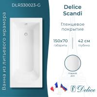 Ванна из литьевого мрамора Delice Scandi 150х70 глянцевая DLR330023-G фото в интернет-магазине Русалия