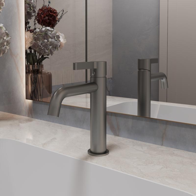 Смеситель для раковины Villa VBF-1VL1GM однорычажный, вороненая сталь Vincea