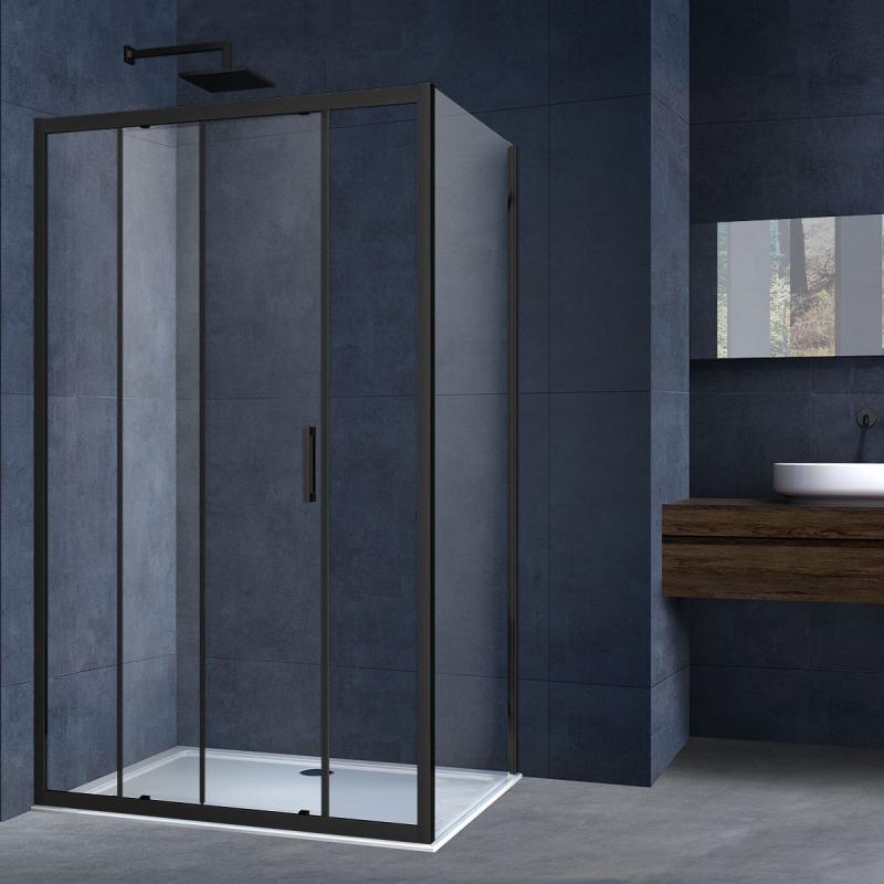 Душевой уголок Alpha VSR-3AL9012CLB, 1200*900, черный, стекло прозрачное Vincea