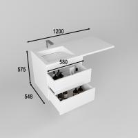 Тумба подвесная "Даллас ЛЕОН 120", Люкс белая, PLUS + Умывальник ESTETUS ЛЕОН 1200*549 левый фото в интернет-магазине Русалия