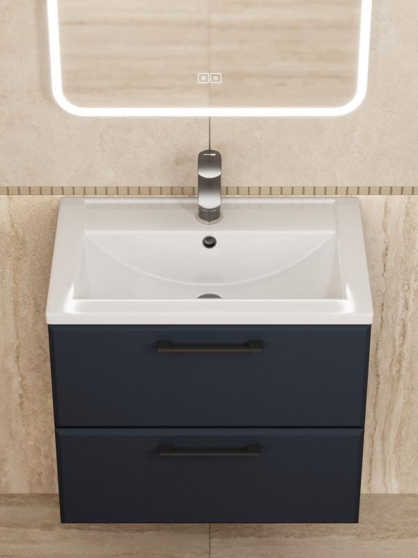 Тумба с раковиной для ванной Uperwood Foster New 60 см, подвесная, черная KFosterNEW60b