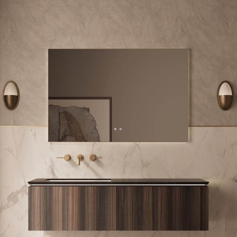 База под раковину Luxe 1400 подвесная, 2 выкатных ящика soft close, натуральный орех Vincea