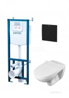 Комплект 4 в 1 Бореаль с подвесным унитазом с сиденьем-микролифт 1WH501775, кнопка черная Santek фото в интернет-магазине Русалия