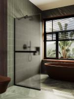Душевая перегородка в узком профиле 1950*690 Стекло 8 мм Бронза матовая +Полотенцедержатель MGD-722-6у Maybah Glass фото в интернет-магазине Русалия