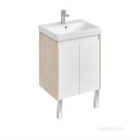 Тумба под раковину AQUATON Сканди Doors 55 белый глянец, дуб верона, 1A278801SDB20 фото в интернет-магазине Русалия
