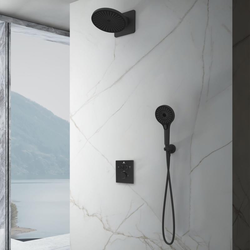 Душевой комплект Inspire VSFW-3I21MT5MB встраиваемый, термостат, двухрежимный, черный Vincea