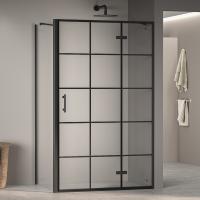 Душевой уголок RGW PA-77B R (PA-07B R + Z-050-2B + держатель O-204B) 1200x1200, профиль черный, стекло прозрачное фото в интернет-магазине Русалия