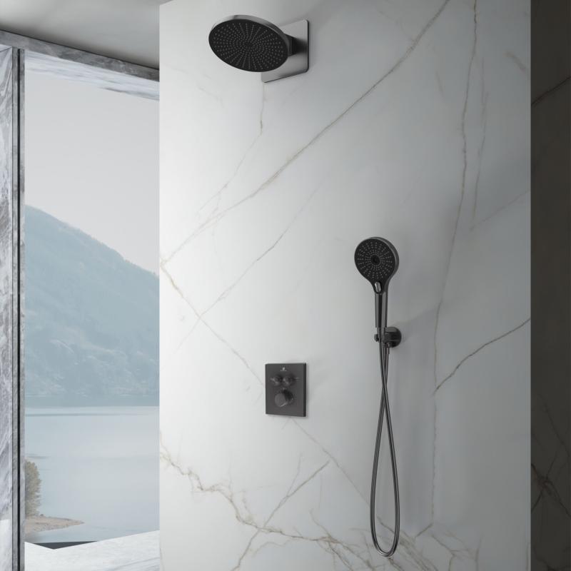 Душевой комплект Inspire VSFW-3I21MT5GM встраиваемый, термостат, двухрежимный, вороненая сталь Vincea