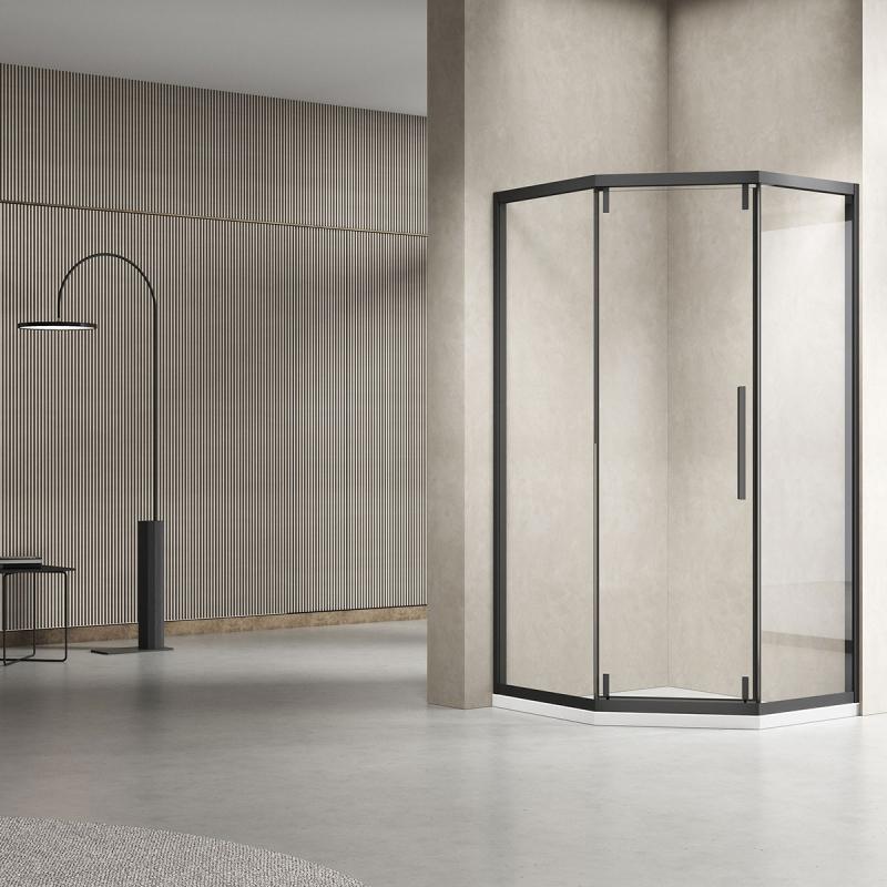 Душевой уголок Show VSP1-4SH100CLB, 1000*1000, черный, стекло прозрачное Vincea
