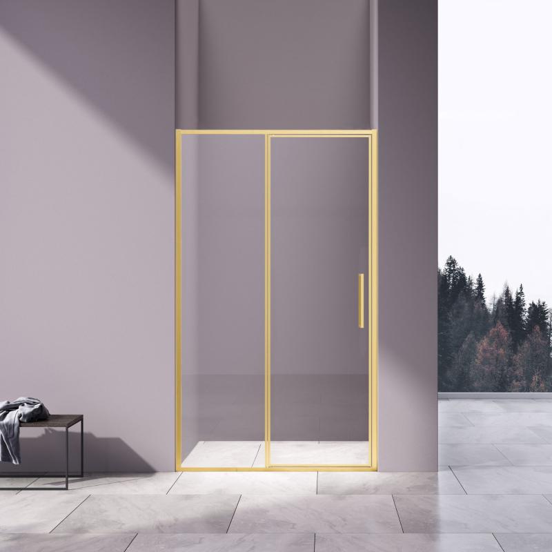 Душевая дверь Slim 8mm VDP-4SL120CLG, брашированное золото, стекло прозрачное Vincea