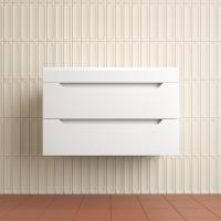 Тумба подвесная "Остин" под раковину Фортуна 80 2 ящ белый эмаль PLUS + Умывальник Фортуна 800*450 фото в интернет-магазине Русалия