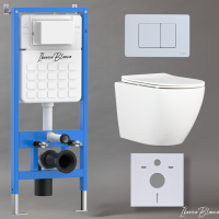 Комплект 3 в 1 инсталляция, унитаз торнадо безободковый белый BILBAO ALTO (IB.BLA.234.1B1), клавиша смыва белый матовый, нержавеющая сталь  INOX-C (IB.B011.001.000), IBERICA BLANCA фото в интернет-магазине Русалия