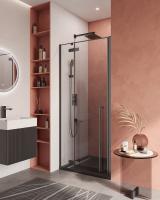 Душевая дверь Cezares LINER-B-12-90-C-NERO-L прозрачное, профиль черный фото в интернет-магазине Русалия