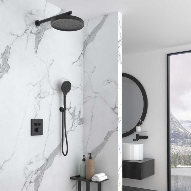 Душевой комплект Inspire VSFW-3I21MT2MB встраиваемый, термостатический, двухрежимный, черный Vincea