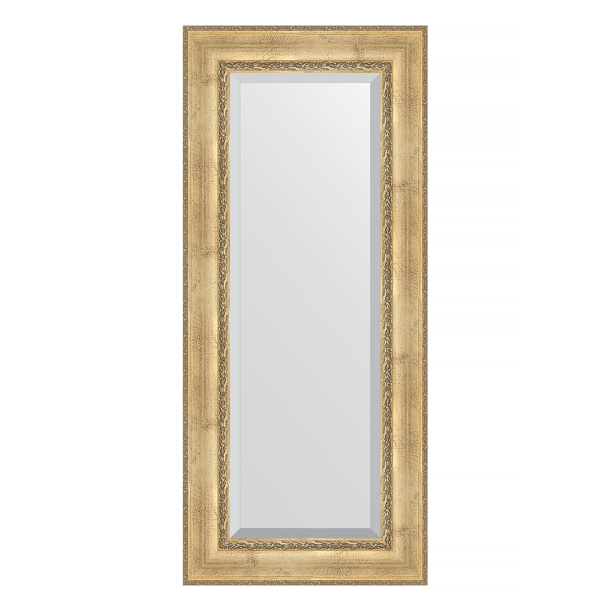 Зеркало настенное с фацетом EVOFORM в багетной раме состаренное серебро с орнаментом, 62х142 см, BY 3532