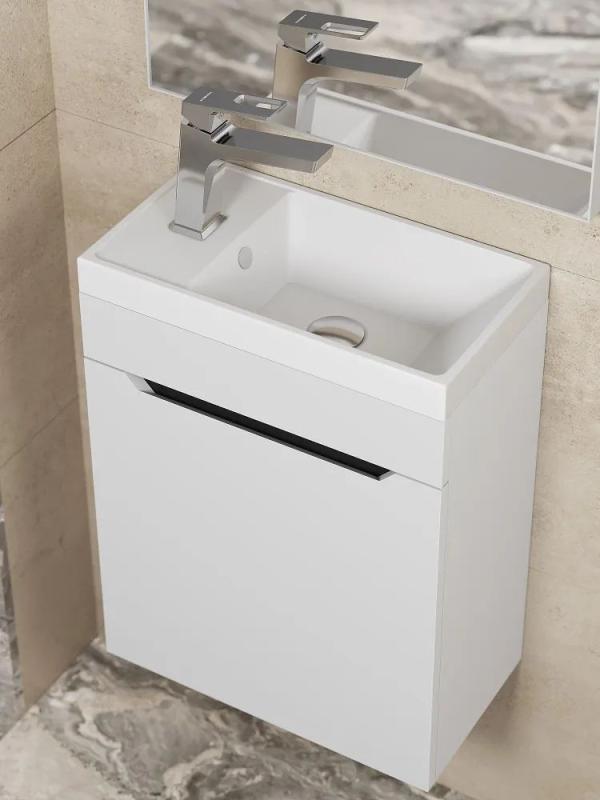 Тумба с раковиной Uperwood Tanos 40 см, подвесная, матовая, белая/графит KTanos40WG