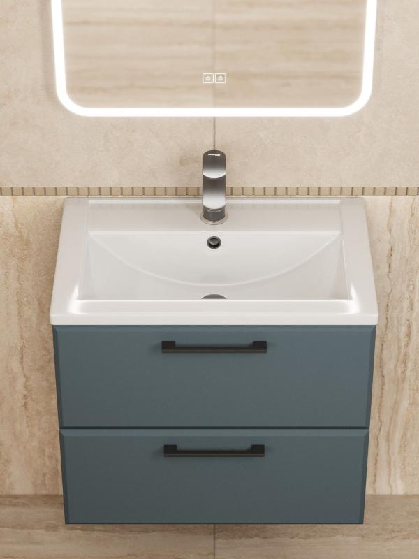 Тумба с раковиной для ванной Uperwood Foster New 60 см, подвесная, серый графит KFosterNEW60g