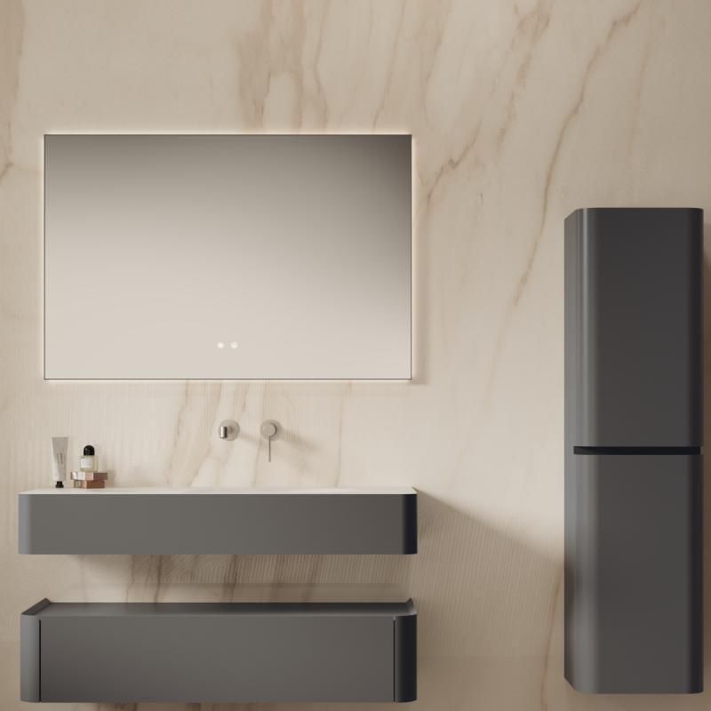 База под раковину Caprise 1200 подвесная, 1 выкатной ящик soft close, серый матовый Vincea