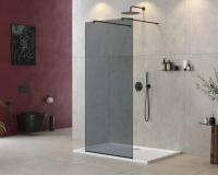 Душевая перегородка CEZARES LIBERTA-L-2-90-120-GR-NERO тонированное (графит), профиль черный фото в интернет-магазине Русалия